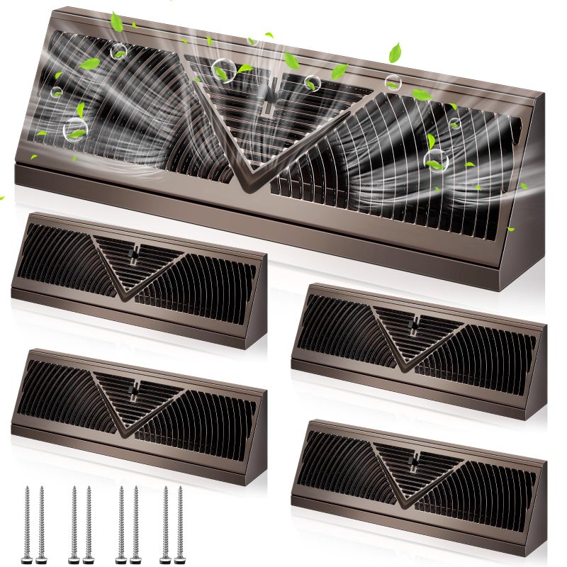 Yaocom 4 Pack 15 Inch Baseboard Register Duct Opening Size Vent Covers for Home Floor Wall Baseboard Air Vent Covers Supply Floor Baseboard Diffuser, Oil Rubbed Bronze - Image 1